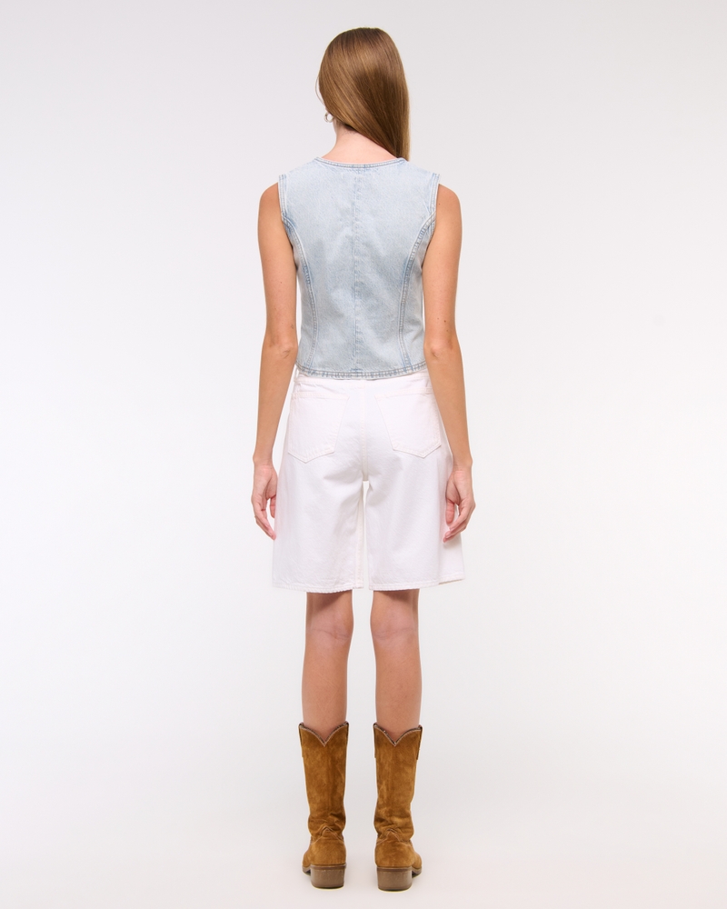 Tie-Front Denim Vest(light wash,XXS)