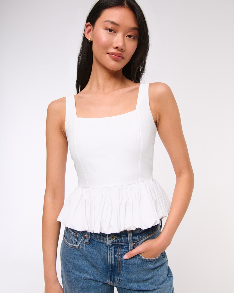 Poplin Bubble Hem Tank