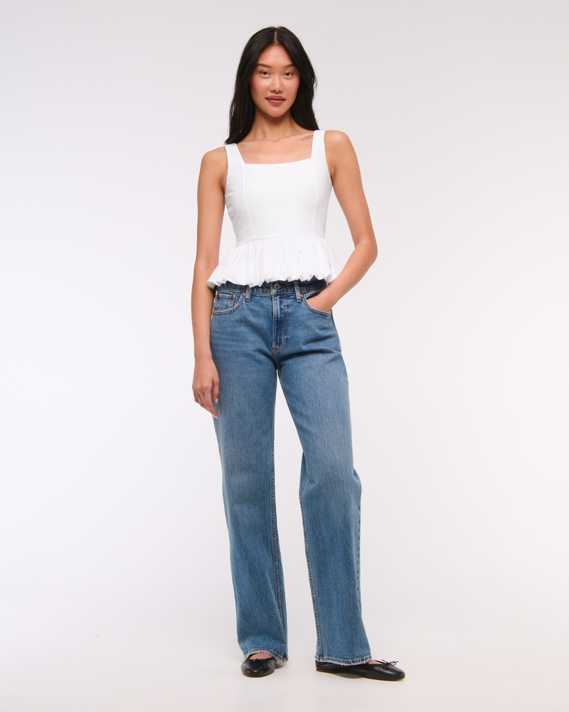 Poplin Bubble Hem Tank(white,XXS)