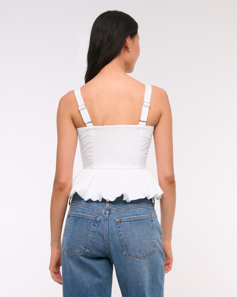 Poplin Bubble Hem Tank(white,XXS)