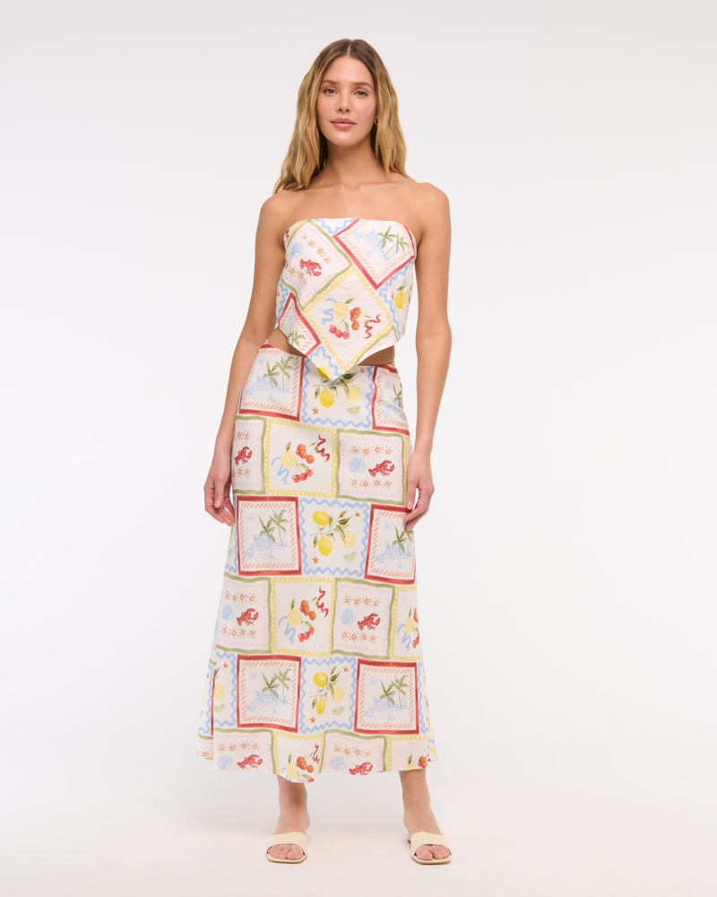 Bra-Free Strapless Scarf Tube Top(tile print,XXS)