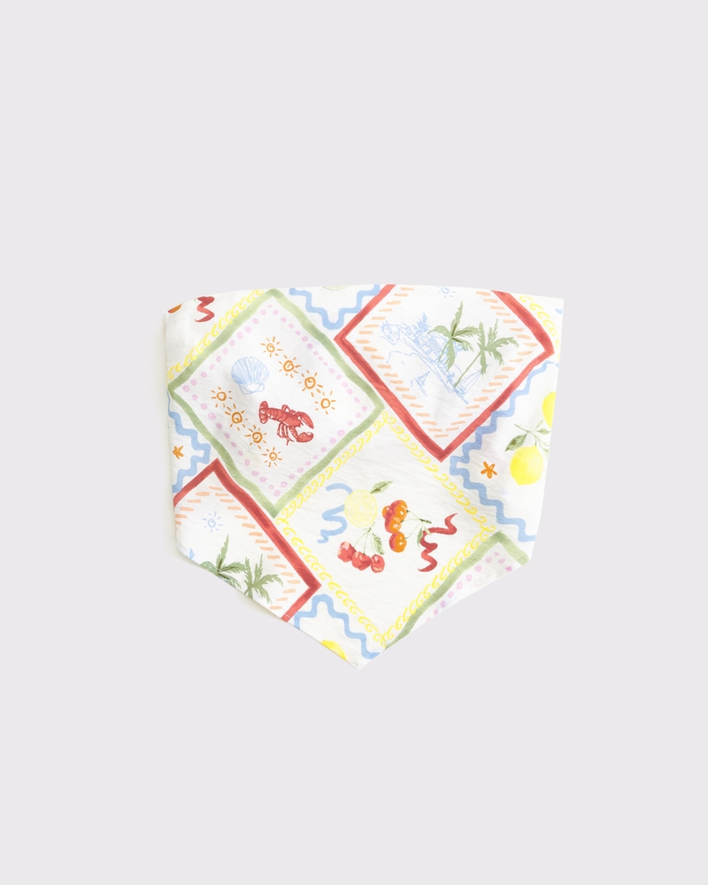 Bra-Free Strapless Scarf Tube Top(tile print,XXS)