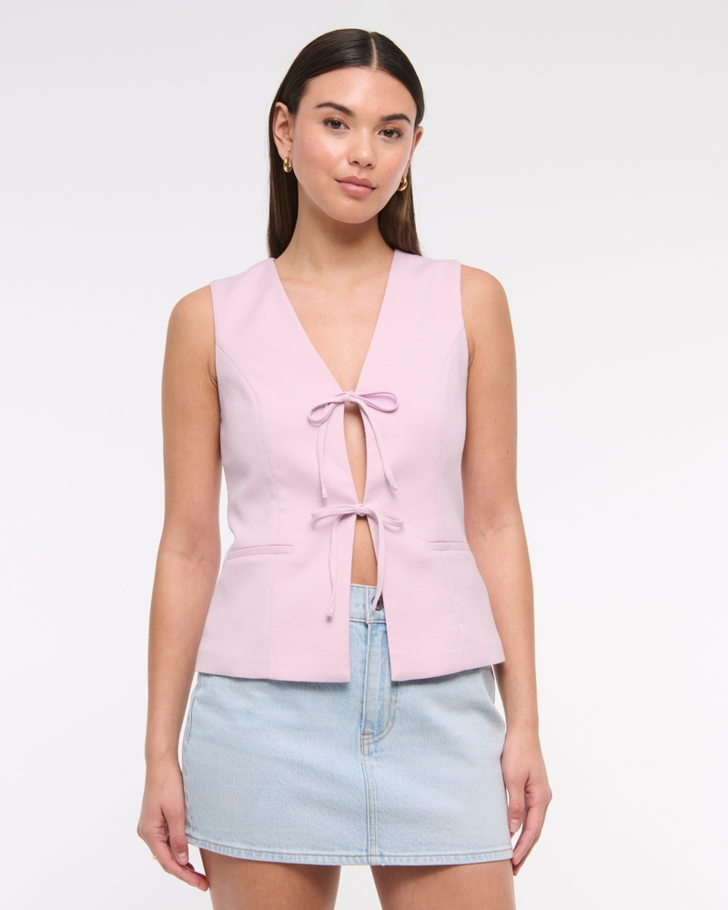 Tie-Front Tailored Vest