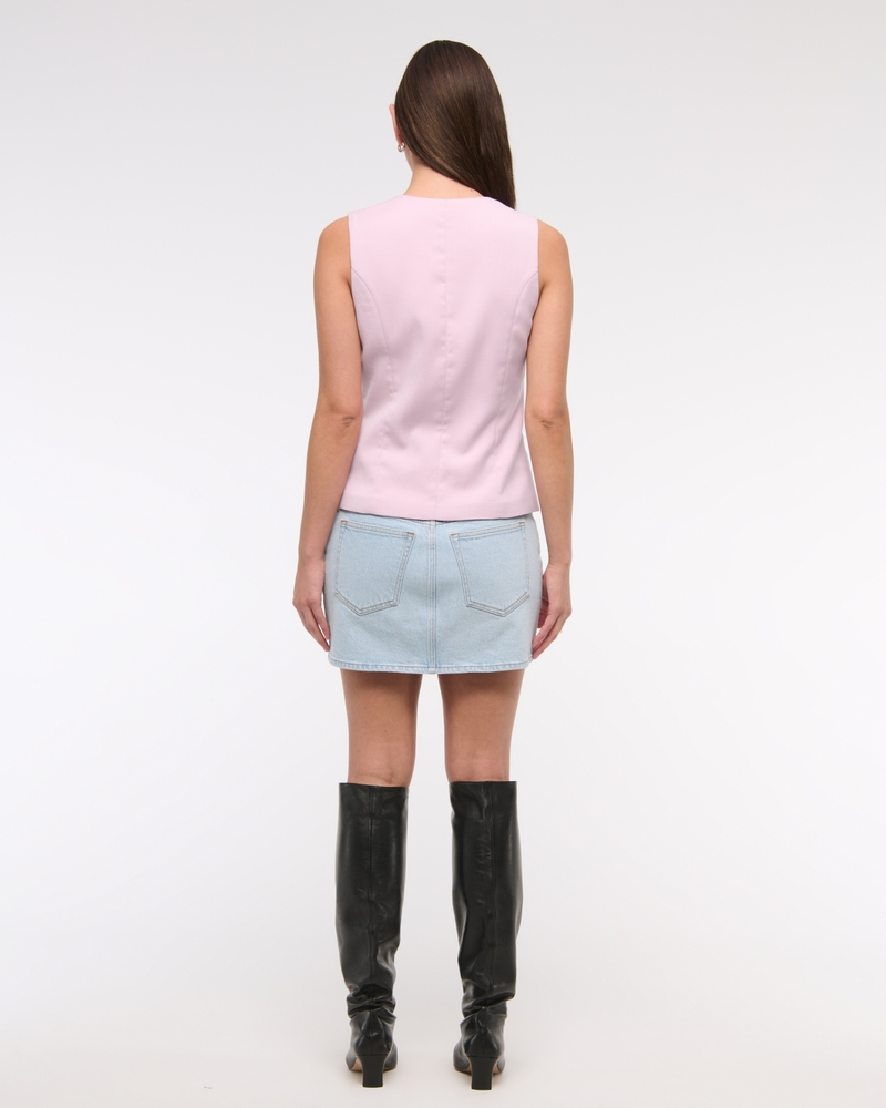 Tie-Front Tailored Vest(pink,XXS)