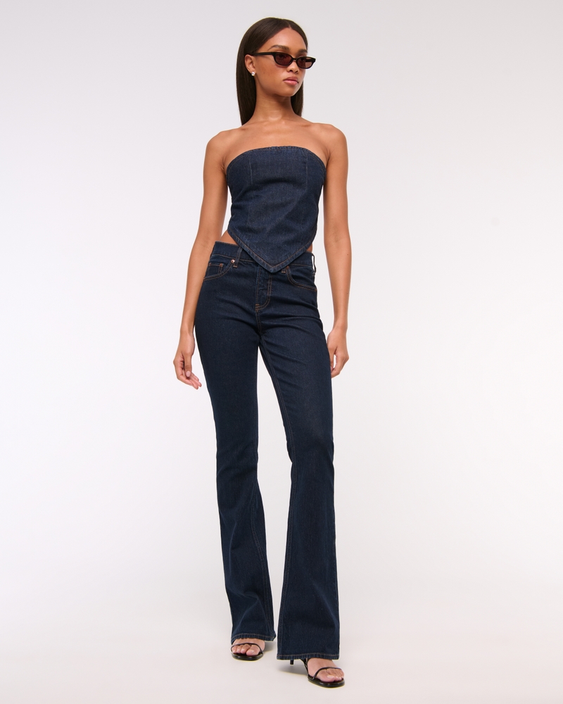 Pride Strapless Denim Scarf Top(dark wash,XXS)