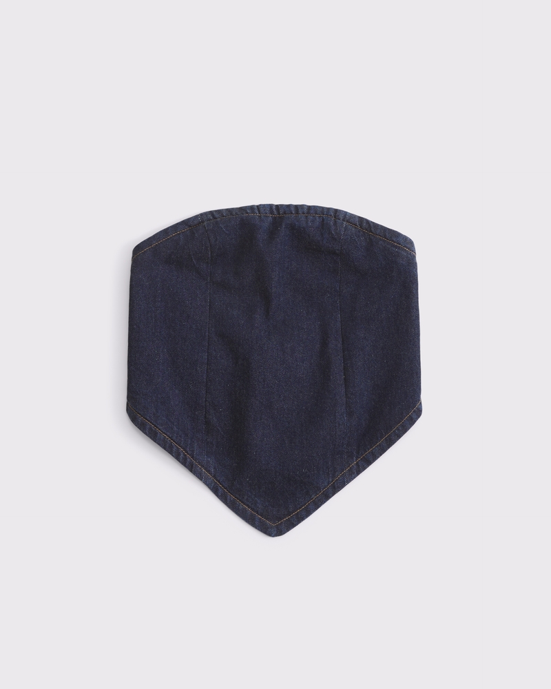 Pride Strapless Denim Scarf Top(dark wash,XXS)
