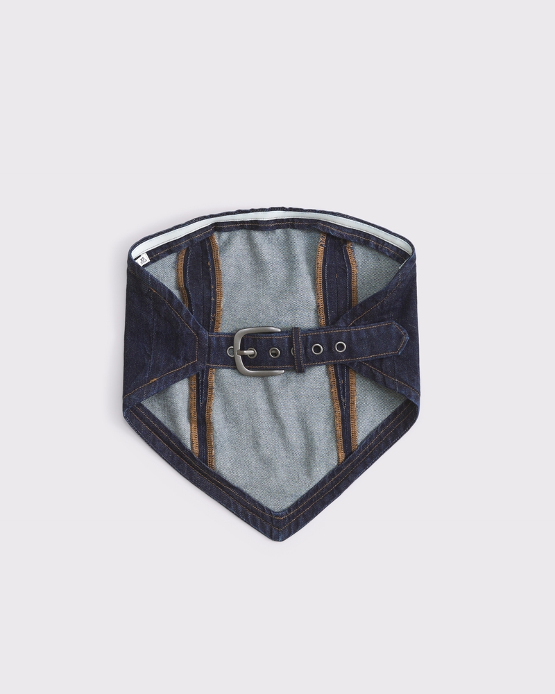 Pride Strapless Denim Scarf Top(dark wash,XXS)