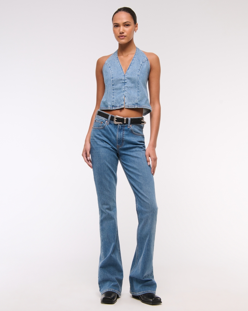 Denim Halter Vest(medium wash,XXS)