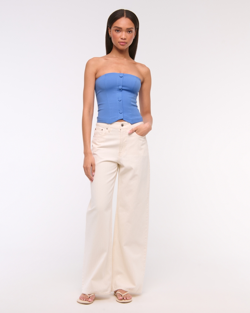 Strapless Cropped Tailored Vest(marine blue,XXS)