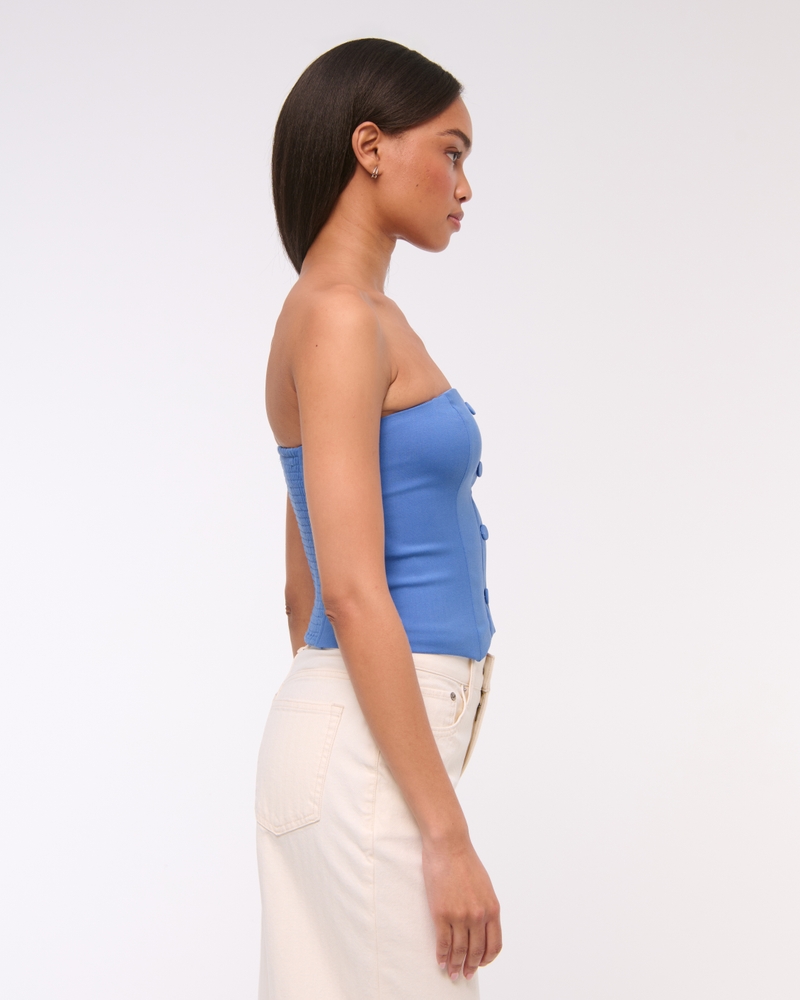 Strapless Cropped Tailored Vest(marine blue,XXS)