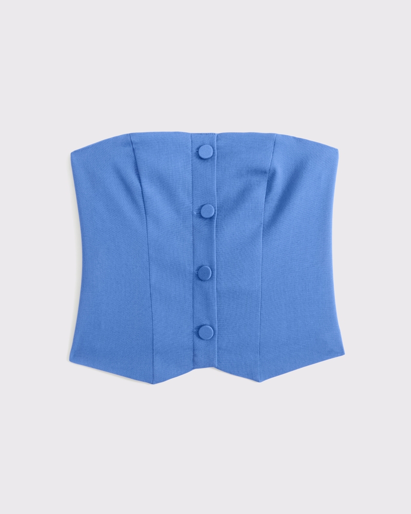 Strapless Cropped Tailored Vest(marine blue,XXS)