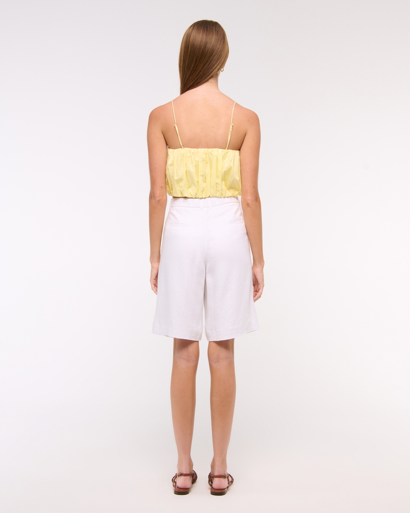 Cropped Bubble Hem Cami(pastel yellow,XXS)