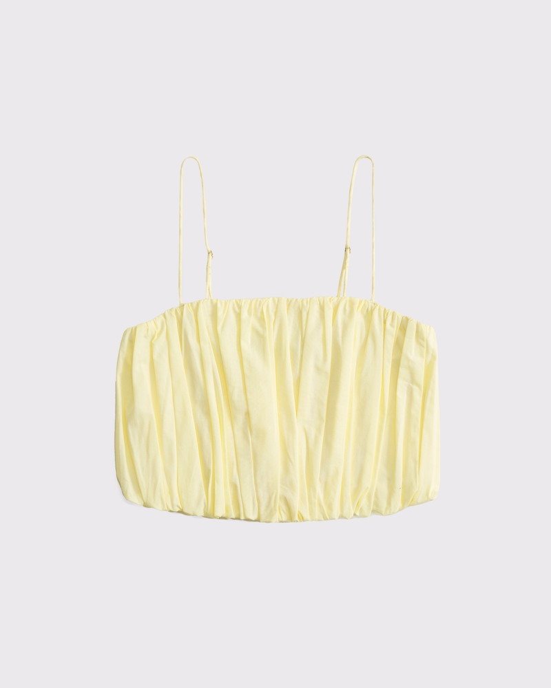 Cropped Bubble Hem Cami(pastel yellow,XXS)