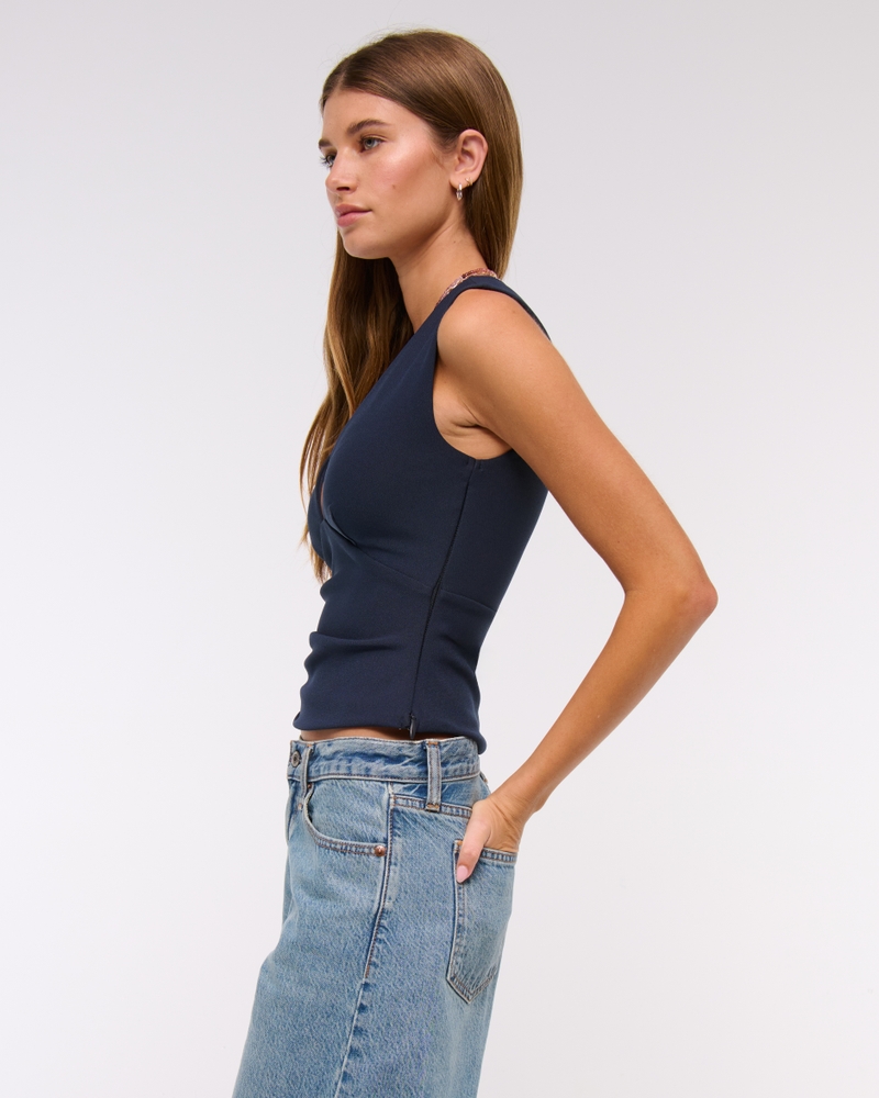 Bra-Free Plunge Ruched Top(dark indigo,XXS)
