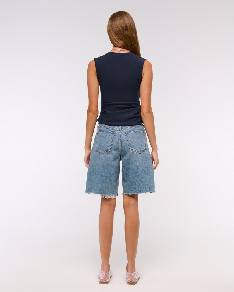 Bra-Free Plunge Ruched Top(dark indigo,XXS)