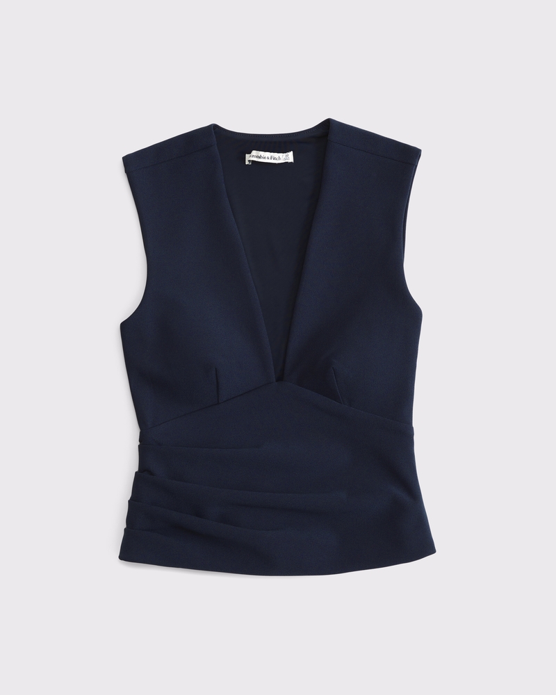 Bra-Free Plunge Ruched Top(dark indigo,XXS)