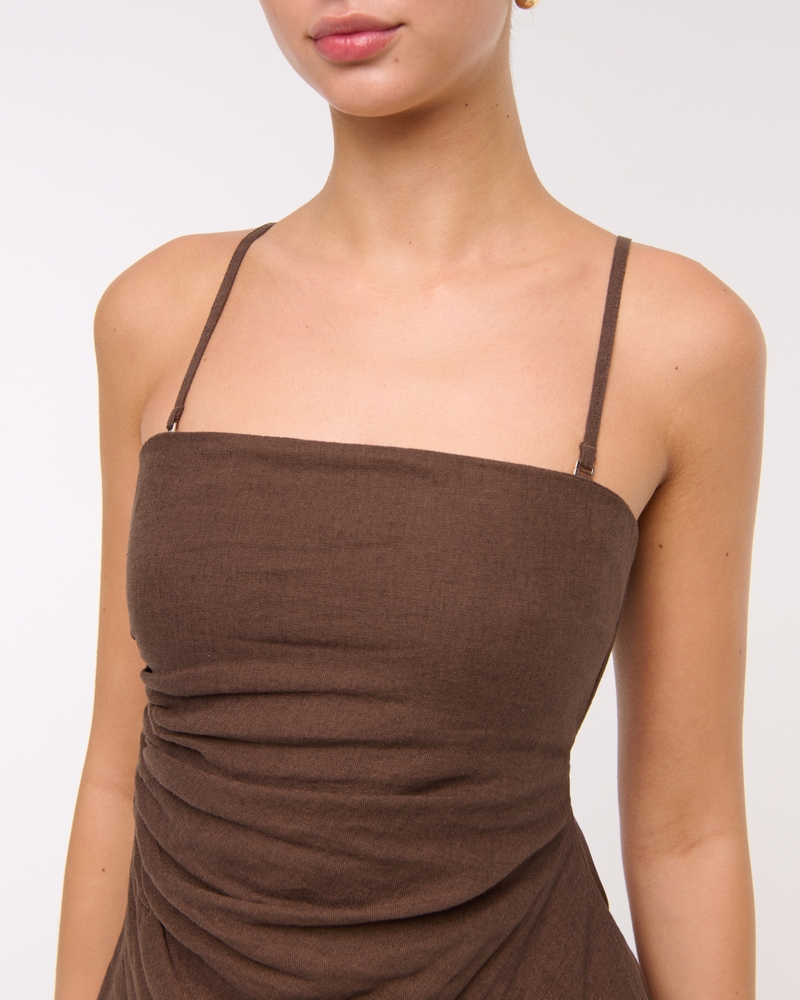 Linen-Blend Tube Top(brown,XXS)