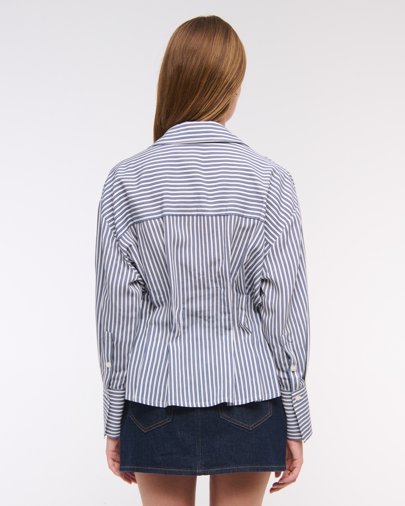 Nipped Poplin Shirt(blue stripe,XXS)
