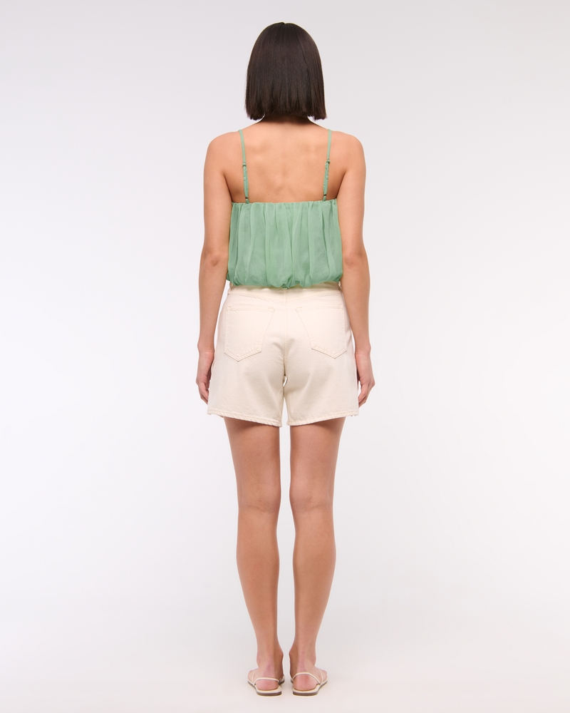 Sheer Bubble Hem Cami(green,XXS)