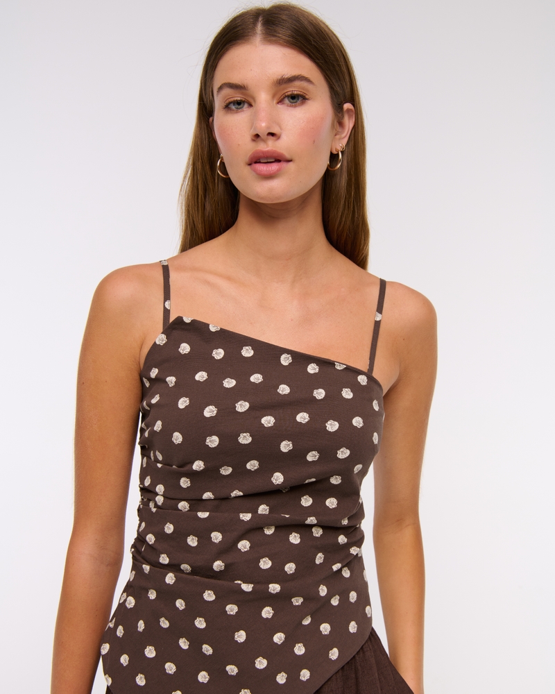 Asymmetrical Strapless Top(brown pattern,XXS)