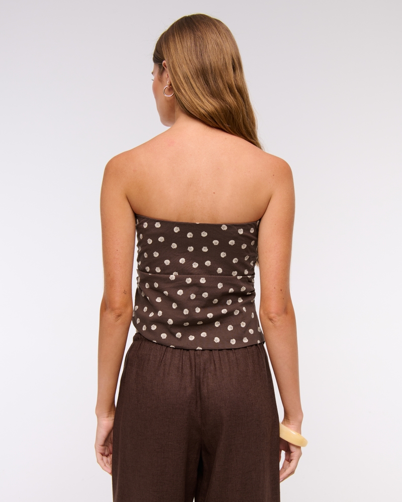 Asymmetrical Strapless Top(brown pattern,XXS)