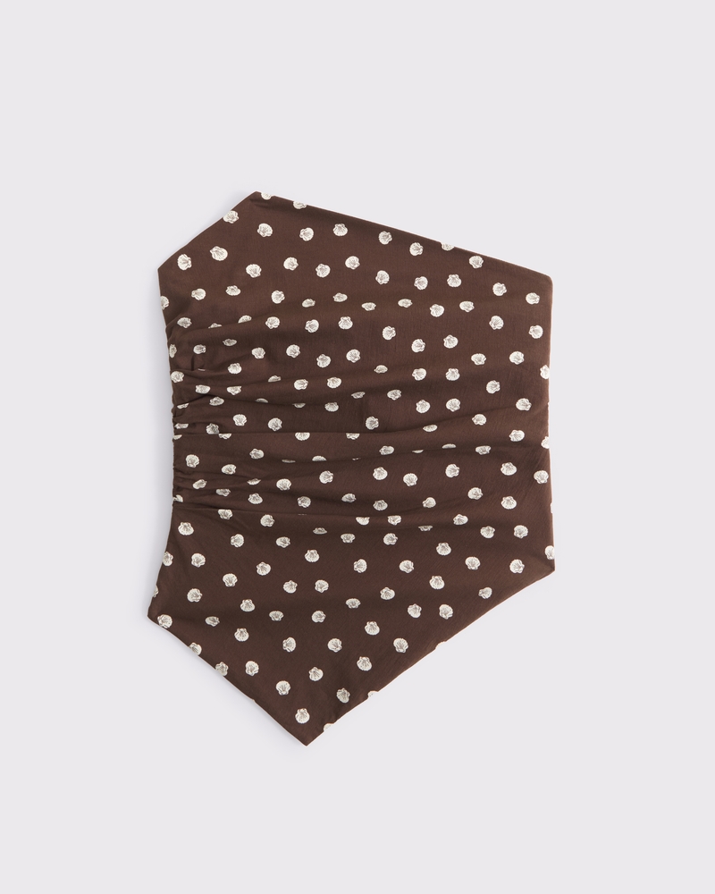 Asymmetrical Strapless Top(brown pattern,XXS)