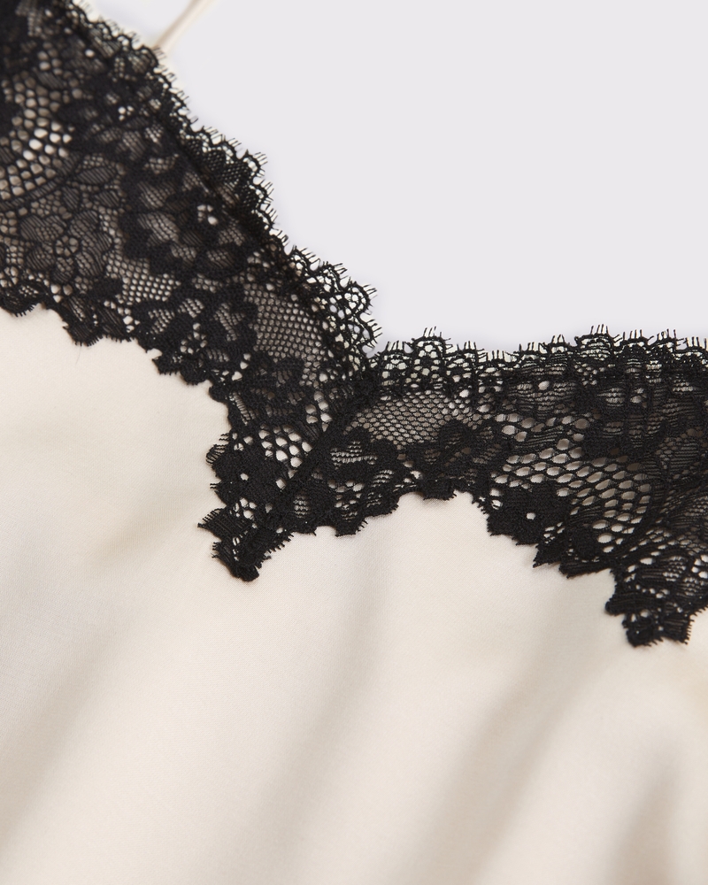 Lace and Satin Cami(warm beige,XXS)
