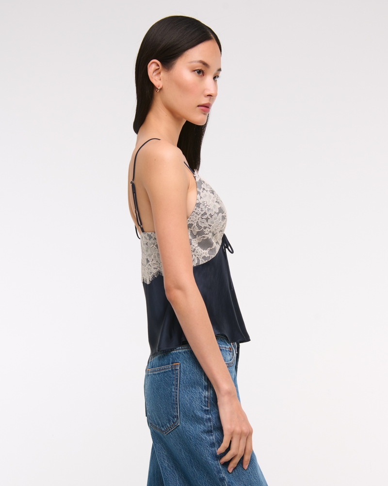 The A&F Bella Tie-Front Cami(dark indigo,XXS)