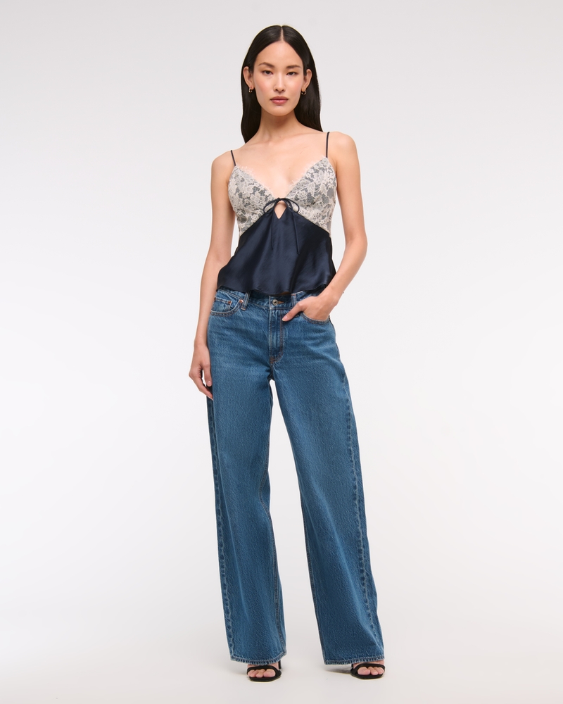 The A&F Bella Tie-Front Cami(dark indigo,XXS)