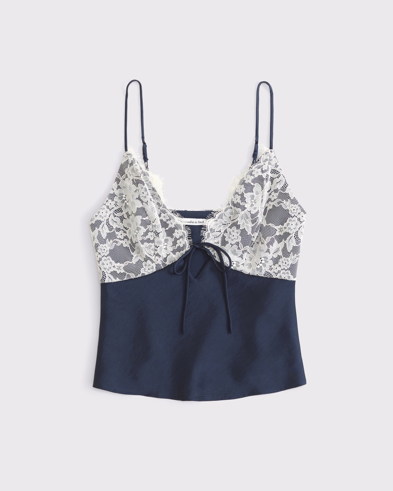 The A&F Bella Tie-Front Cami(dark indigo,XXS)