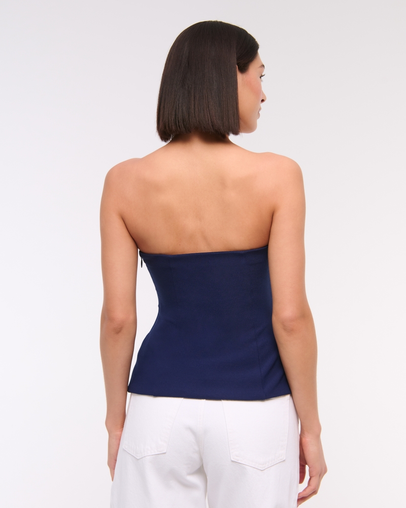 Strapless Side Ruched Top(navy,XXS)