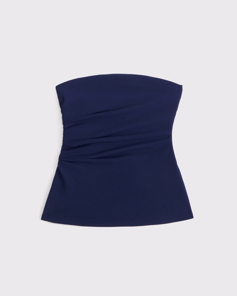 Strapless Side Ruched Top(navy,XXS)