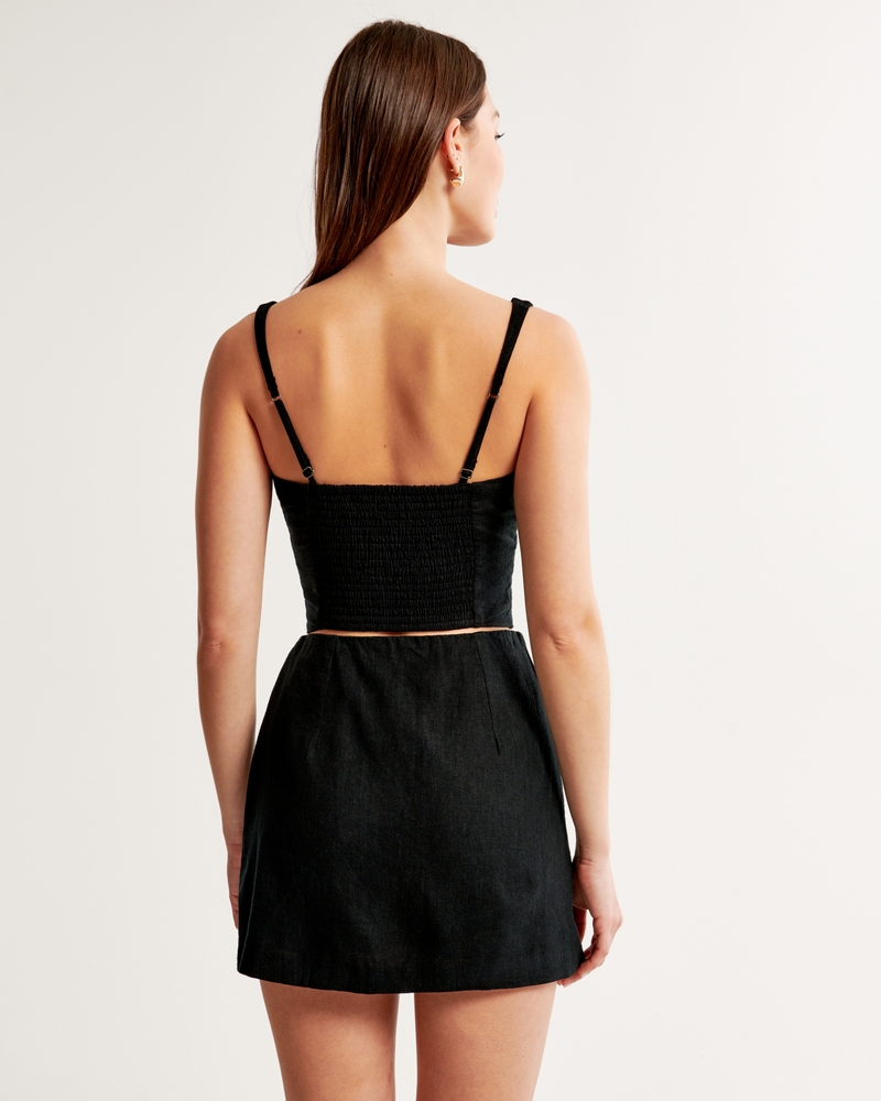 The A&F Scarlett Linen-Blend Wrap Mini Skort(black,XXS)