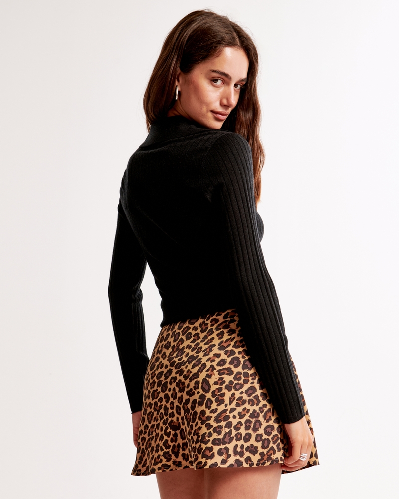 Mid Rise Pattern Mini Skort(leopard,XXS)