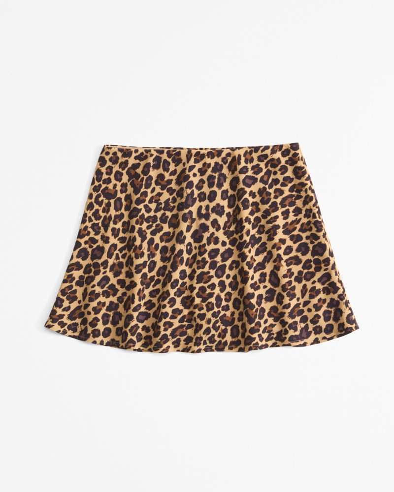 Mid Rise Pattern Mini Skort(leopard,XXS)