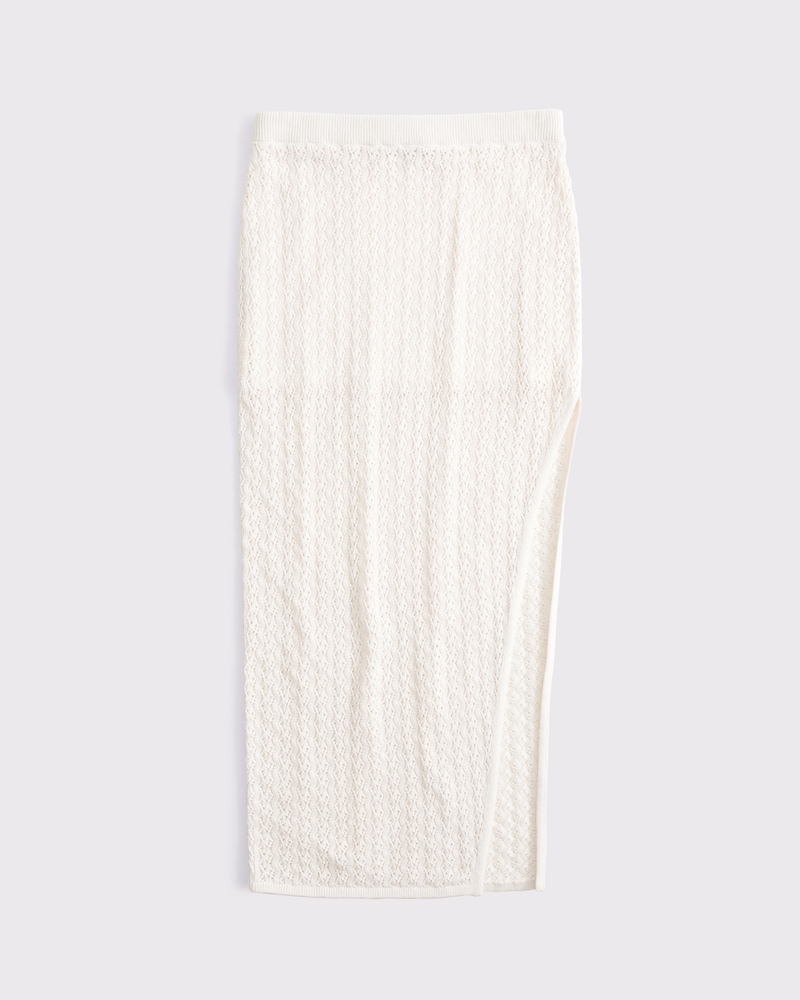Mid Rise Crochet-Style Maxi Skirt(cream,XXS)