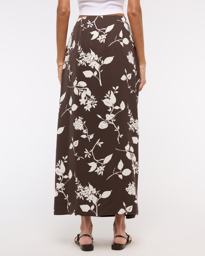 Mid Rise Wrap Maxi Skirt(brown pattern,XXS)