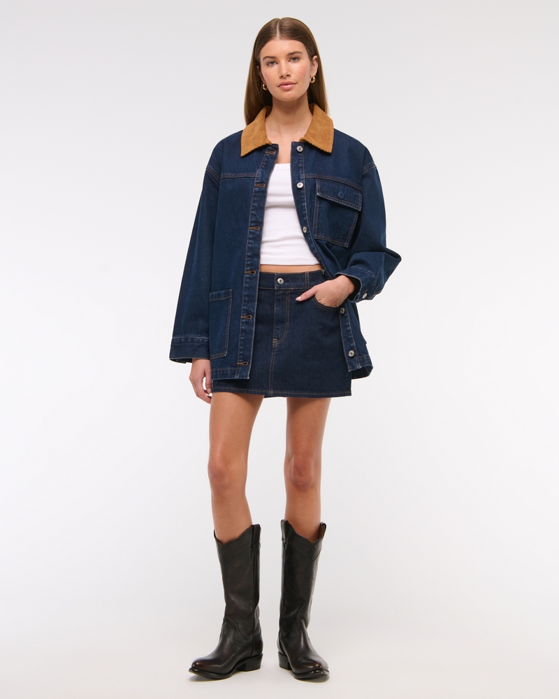 Mid Rise Denim Mini Skirt