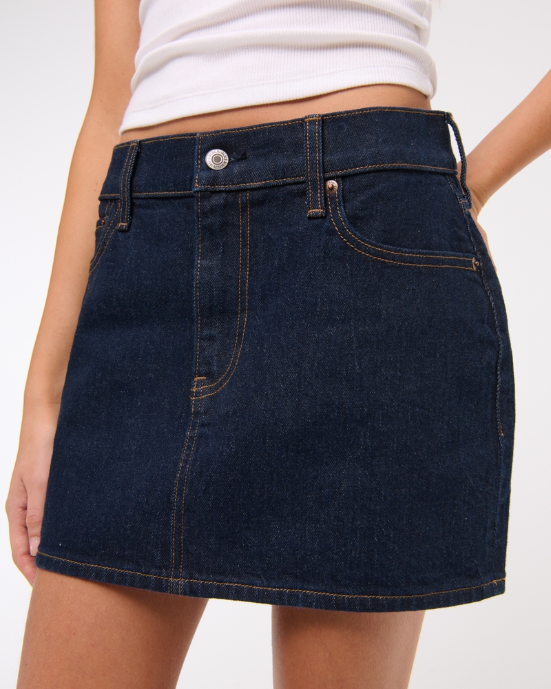 Mid Rise Denim Mini Skirt(dark denim,23)