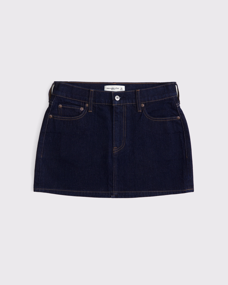 Mid Rise Denim Mini Skirt(dark denim,23)
