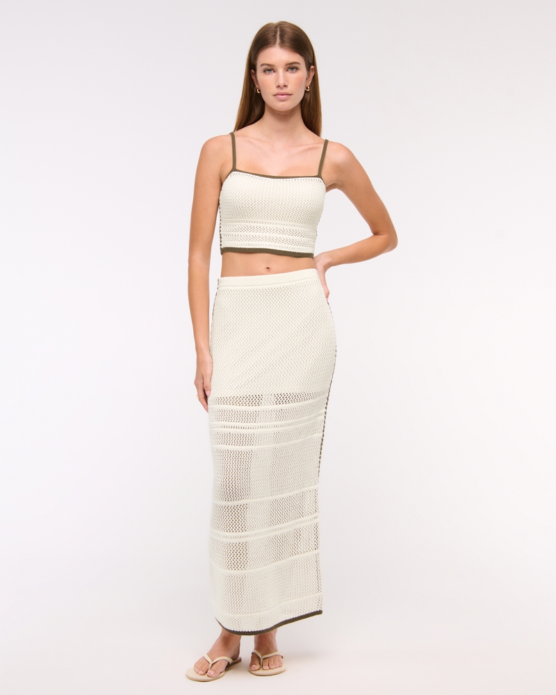 Mid Rise Crochet-Style Maxi Skirt