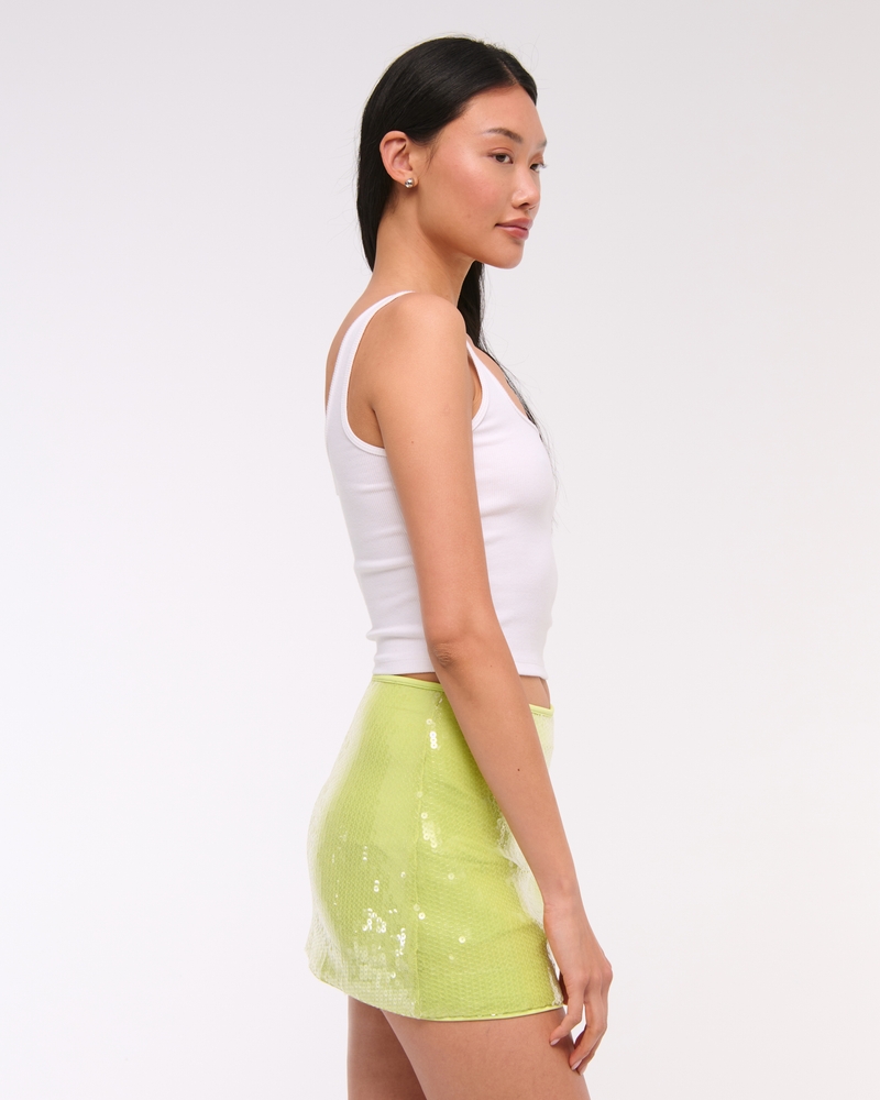 The A&F Scarlett Mid Rise Sequin Mini Skort(lime,XXS)