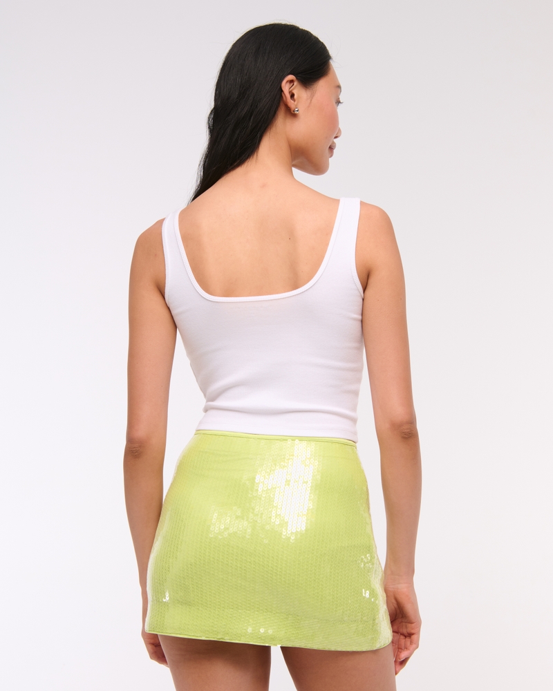 The A&F Scarlett Mid Rise Sequin Mini Skort(lime,XXS)