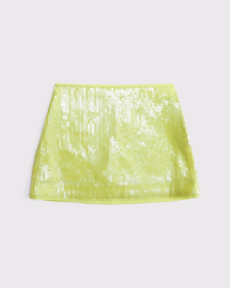 The A&F Scarlett Mid Rise Sequin Mini Skort(lime,XXS)