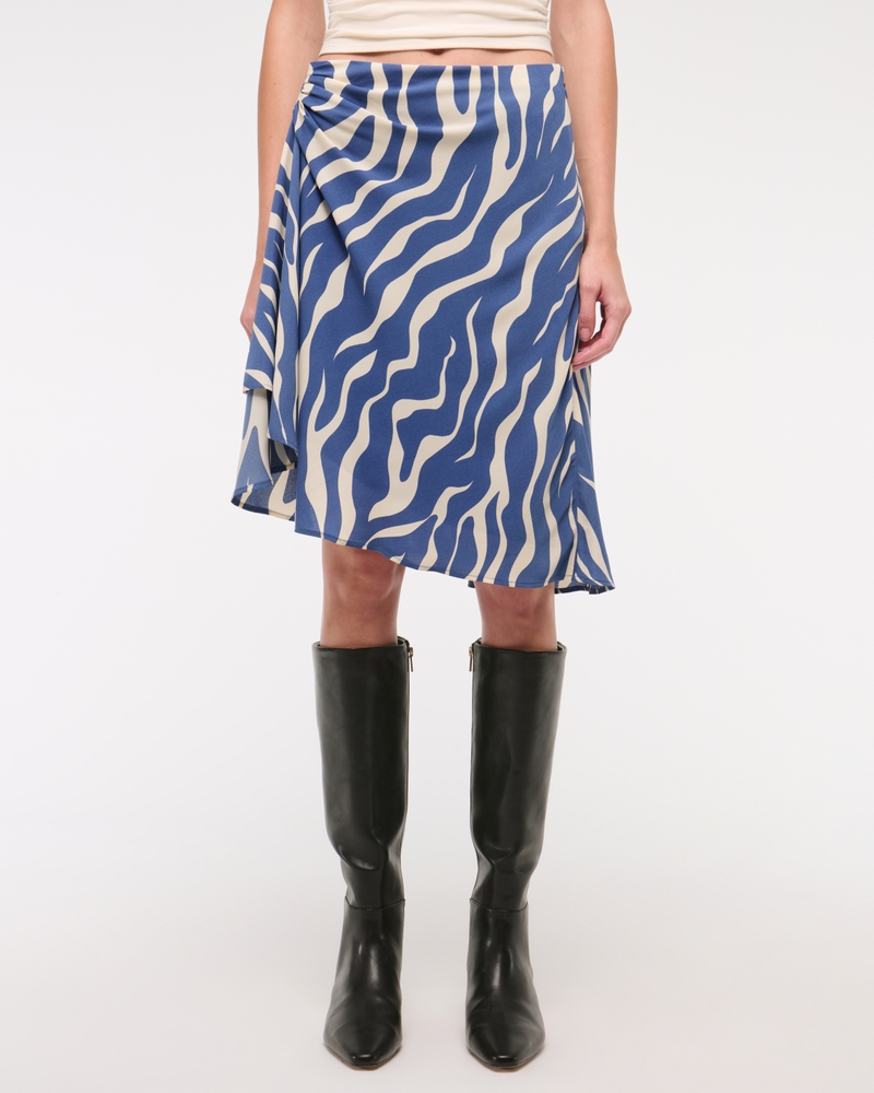 Low Rise Asymmetrical Hem Mini Skirt(blue pattern,XXS)
