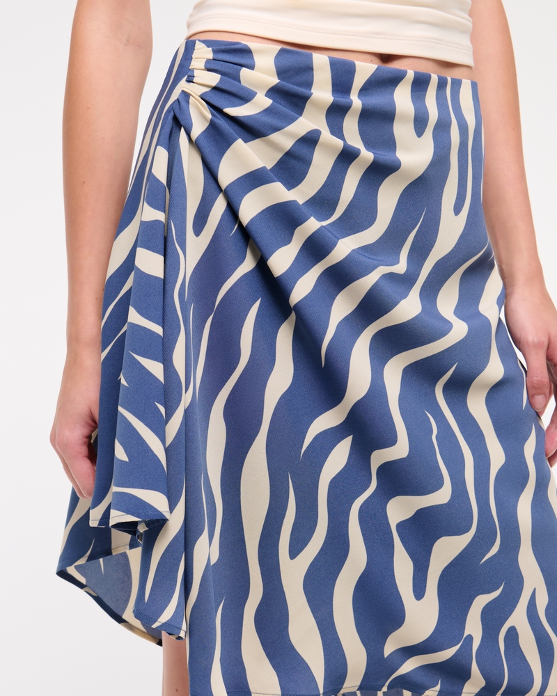 Low Rise Asymmetrical Hem Mini Skirt(blue pattern,XXS)