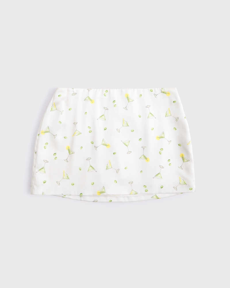 The A&F Scarlett Mid Rise Satin Mini Skort(white pattern,XXS)