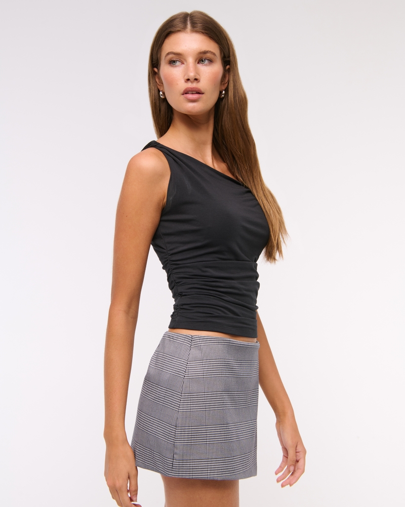 The A&F Scarlett Low Rise Micro Wrap Mini Skort(black pattern,XXS)