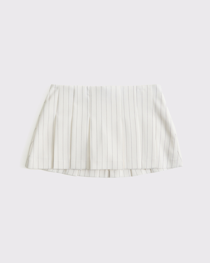 The A&F Scarlett Low Rise Micro Pleated Mini Skort(cream stripe,XXS)