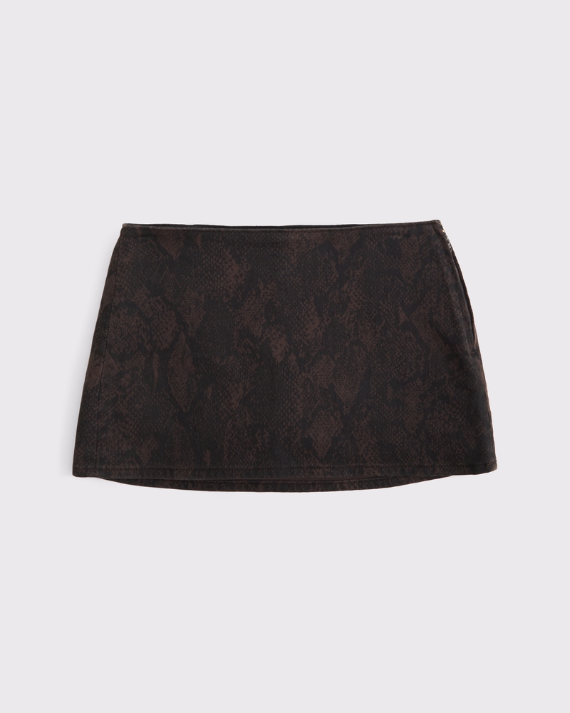 The A&F Scarlett Low Rise Denim Micro Skort(dark brown pattern,23)
